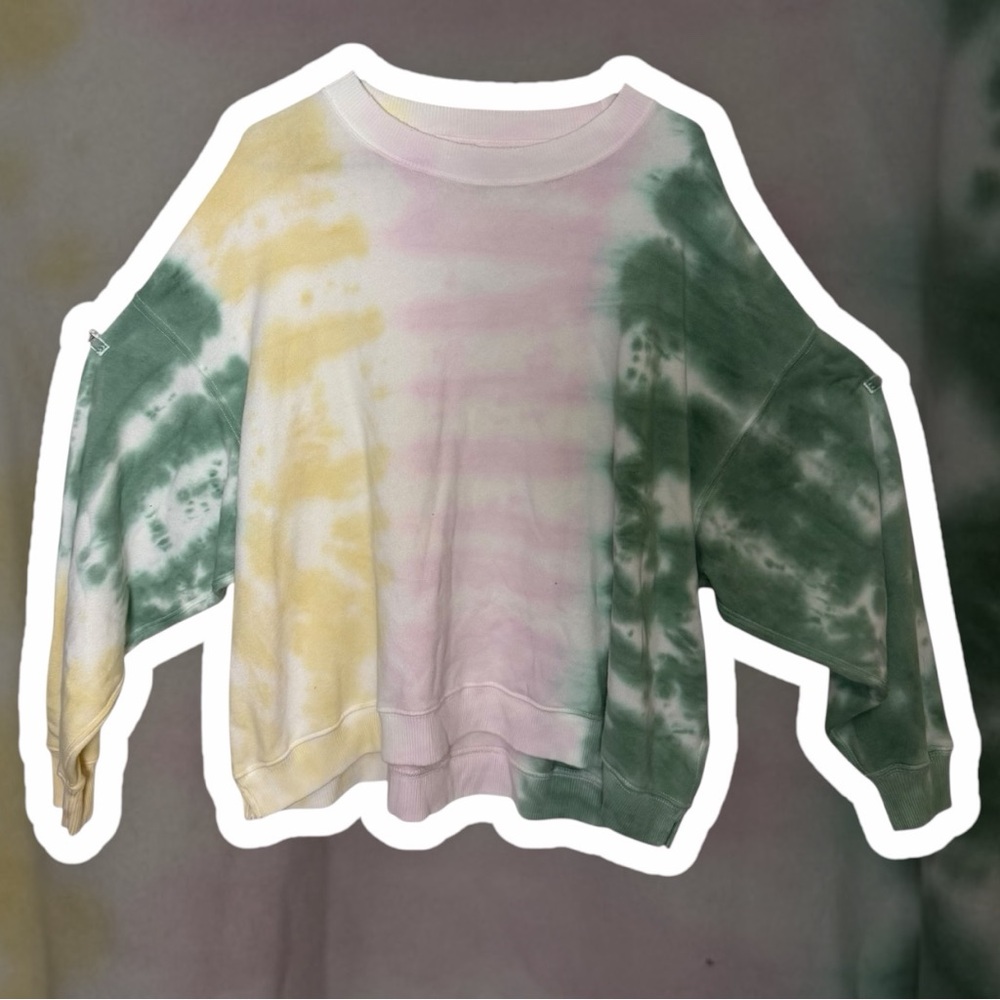 NWT American Eagle Pink/Orange/Green Tie Dye Oversized Crewneck